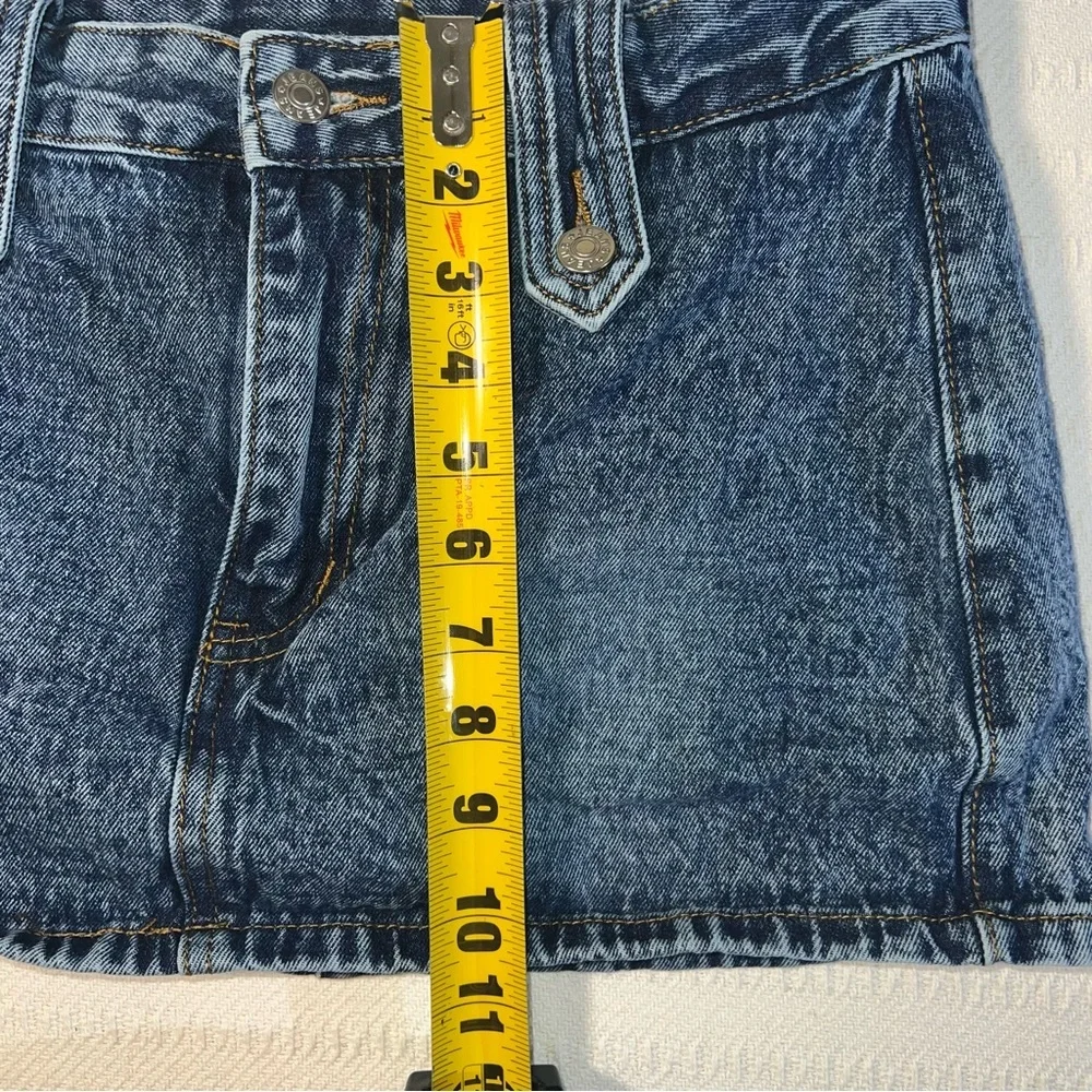 Womens Y2K Style Blue Denim Micro Mini Cotton Cut Off Jean Skirt Size 6 Medium - Picture 4 of 4
